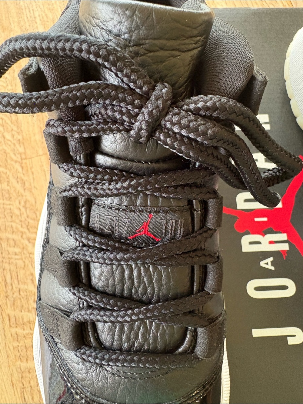 Air Jordan 11 Retro Low (GS) Sneakers in Black, Gym Red, White, and Sail, NEW - Picture 3 of 9